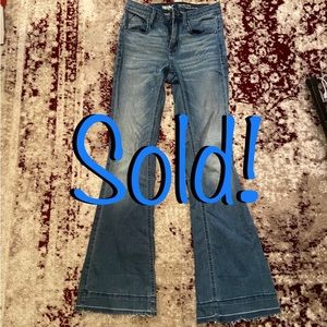 Mossimo High Rise Flare Jeans with frayed hem